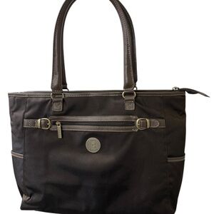 Chaps All Purpose Brown Zippered large IPad Laptop Travel Bag with Feet